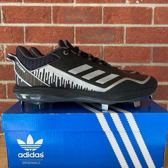 adidas gazelle silver green womens Adidas Icon 6 Bounce FV9350 Mens Black Athletic Baseball Cleats Shoes main image 1